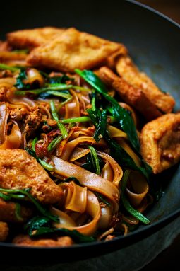 Vegetarian Pad See Ew with Tofu and Mikado Spinach | Plated Palate